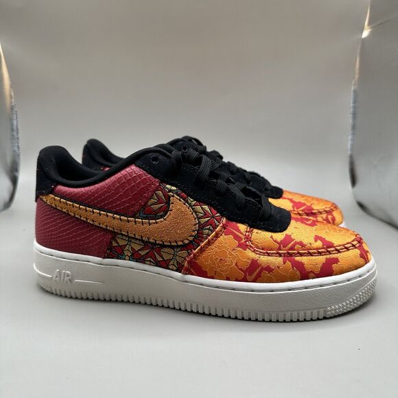 Nike Air Force 1 Sneakers GS PRM Low Chinese New Year Red Gold AV5167-600 6.5Y - Picture 1 of 9